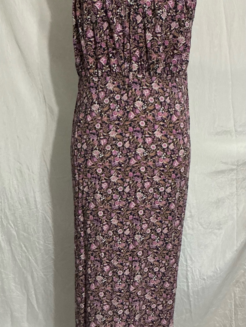 Smocked Floral Pink Maxi Dress with Stretch Waist